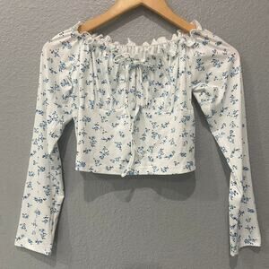 Shein white and blue floral